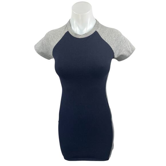 Urban Outfitters Blue Gray Short Sleeve Colorblock T Shirt Mini Bodycon Dress XS - Picture 4 of 7